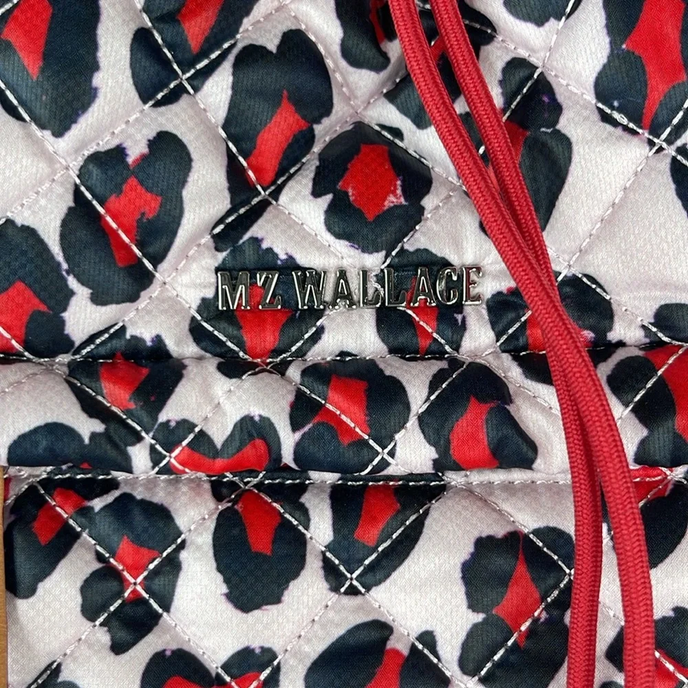 MZ Wallace Small Metro Convertible Backpack Heart Leopard Print